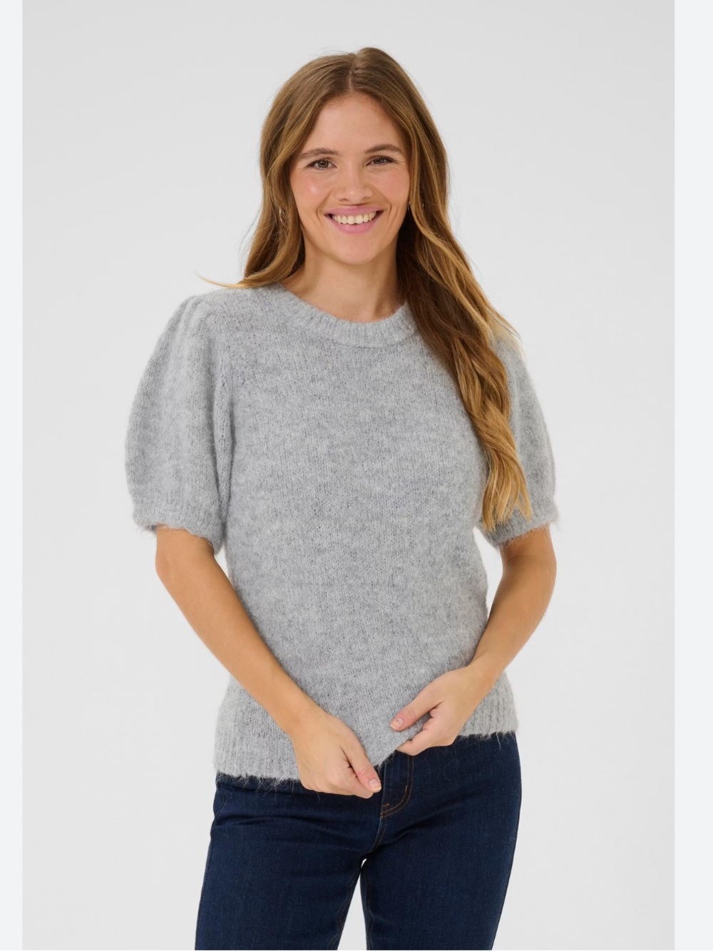 Moth by Anthropologie Heathered Grey Balloon Sleeve Pullover Sweater Size XS